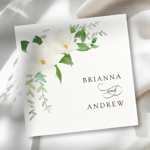 Elegant Floral Magnolia Wedding Napkin
