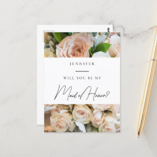 Elegant floral Maid of Honor Proposal Postcard
