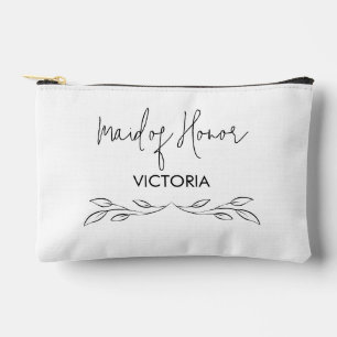 Elegant floral maid of honour Name Accessory Pouch
