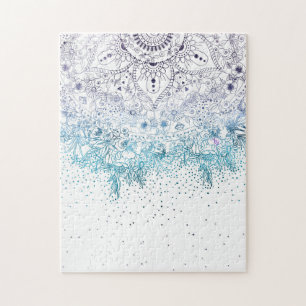 Elegant floral mandala and confetti image jigsaw puzzle