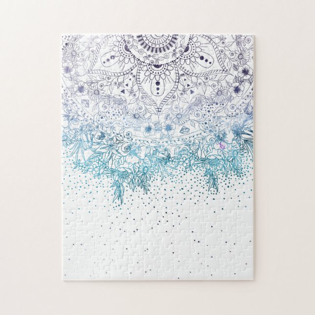 Elegant floral mandala and confetti image jigsaw puzzle (Vertical)