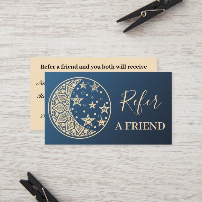 Elegant Floral Mandala  Business  Referral Card (Front/Back In Situ)