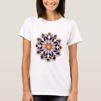 Elegant Floral Mandala – Fiery Blue and Gold  T-Shirt