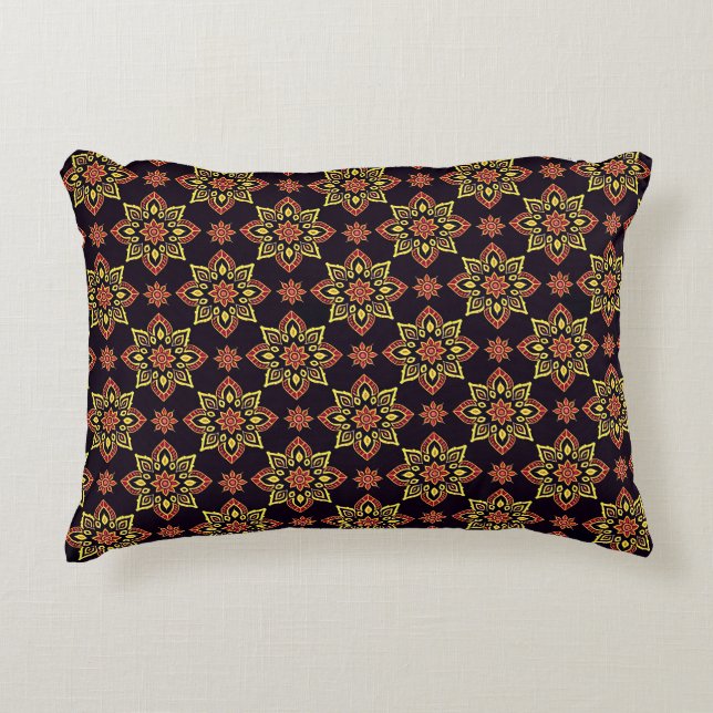 Elegant Floral Mandala Pattern Decorative Cushion (Front)