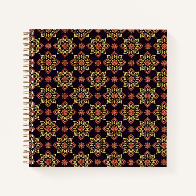 Elegant Floral Mandala Pattern Notebook (Front)