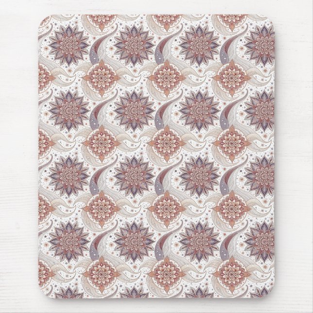 Elegant Floral Mandala Spiritual Design Pattern Mouse Mat (Front)