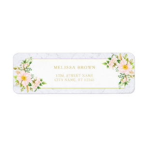 Elegant Floral Marble Chic Return Address Label
