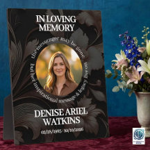 Elegant Floral Marble Memorial Remembrance Photo