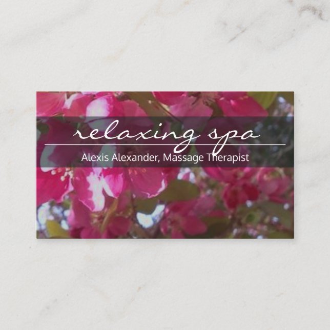 Elegant, Floral, Massage Spa Business Card (Front)