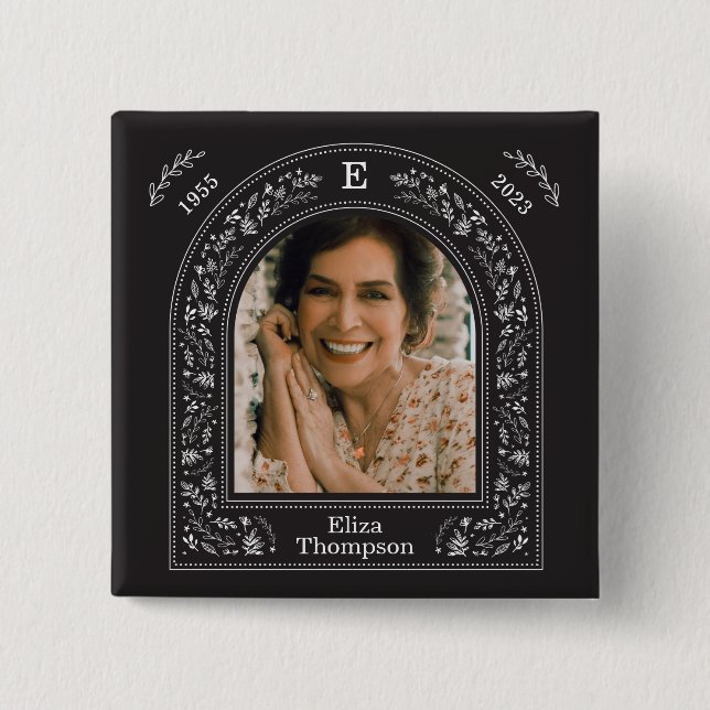 Elegant Floral Memorial 15 Cm Square Badge (Front)