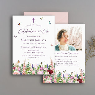 Elegant Floral Memorial Celebration of Life Invitation