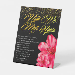 Elegant Floral Memorial Funeral Poem Pedestal Sign