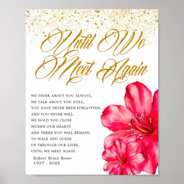 Elegant Floral Memorial Funeral Poem Sign (Front)