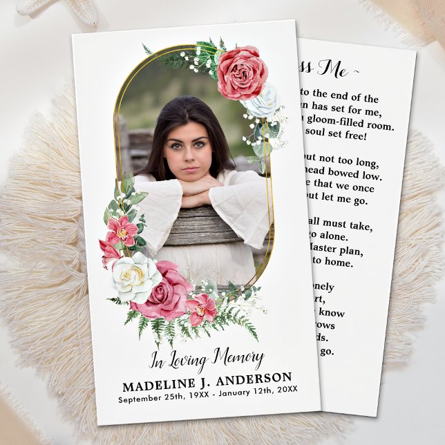 Elegant Floral Memorial Prayer Card Photo Funeral (Creator Uploaded)