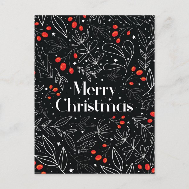 Elegant Floral Merry Christmas Card (Front)