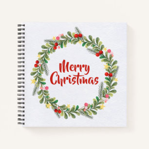 Elegant Floral Merry Christmas   Notebook