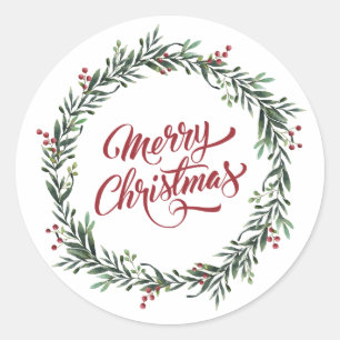 Elegant Floral Merry Christmas   Sticker