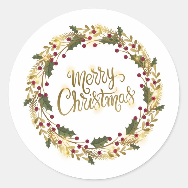 Elegant Floral Merry Christmas | Sticker Seal (Front)