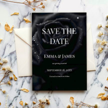 Elegant Floral Midnight Rose Black & White Wedding