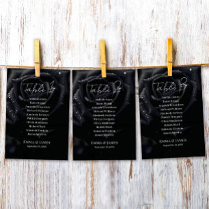 Elegant Floral Midnight Rose Wedding Seating Chart Table Number