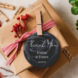 Elegant Floral Midnight Rose Wedding Thank You Classic Round Sticker