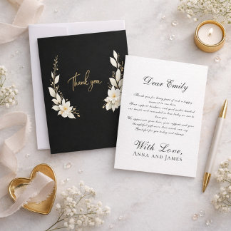 Elegant floral Minimal with gold accents Thank You Card