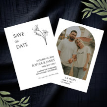 Elegant Floral Minimalist Photo Save the Date