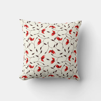 Elegant Floral Minimalist Red White Cushion