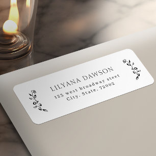 Elegant Floral Minimalist Return Address