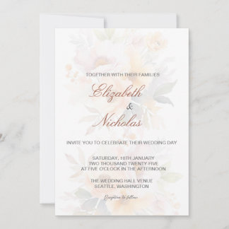 Elegant Floral Minimalist Wedding Invitation
