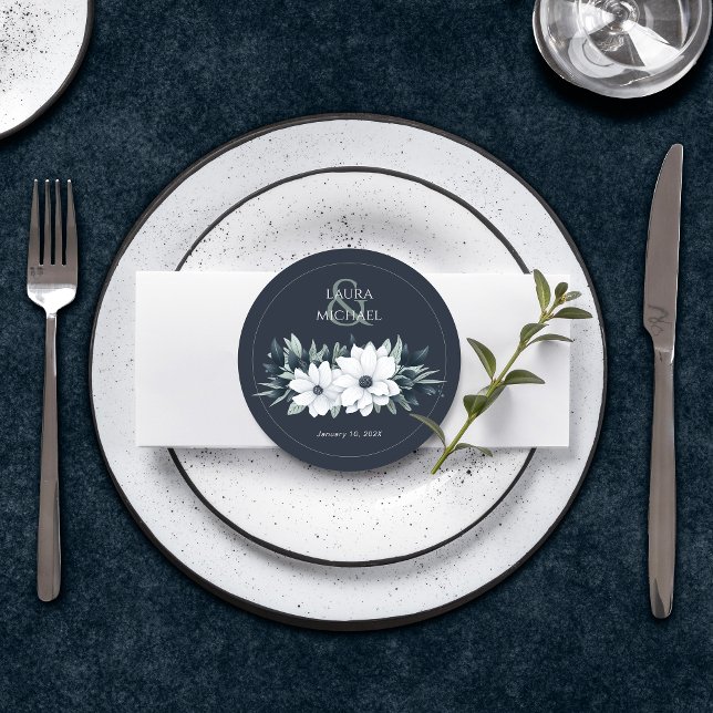 Elegant Floral Mint Teal Round Paper Coaster (Creator Uploaded)