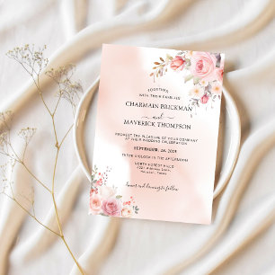 Elegant Floral Mist Pink Wedding Invitation