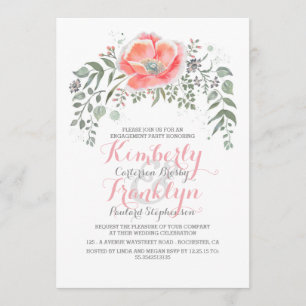 Elegant Floral Modern Chic Engagement Party Invitation
