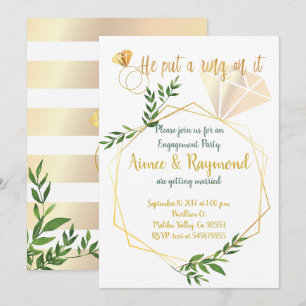 Elegant Floral Modern Chic Engagement Party Invitation