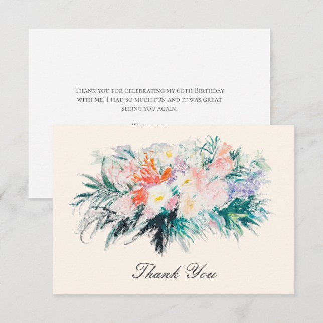Elegant Floral Modern Flower Bouquet Thank You Card (Front/Back)