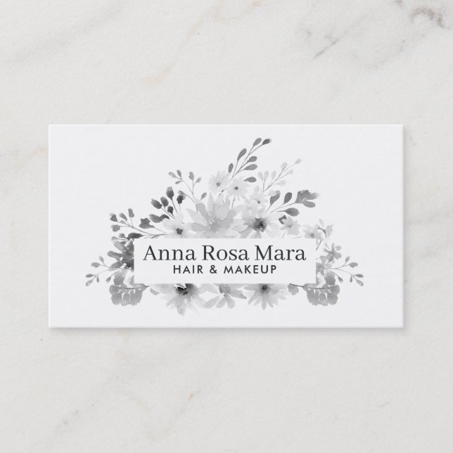 *~* Elegant Floral Modern Watercolor Feminine Chic Business Card (Front)