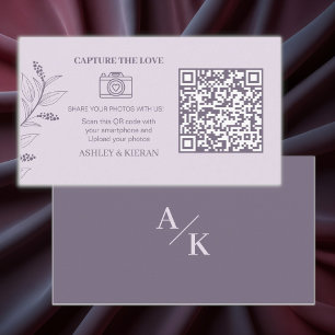 Elegant Floral Modern Wedding Photos QR code , Enclosure Card