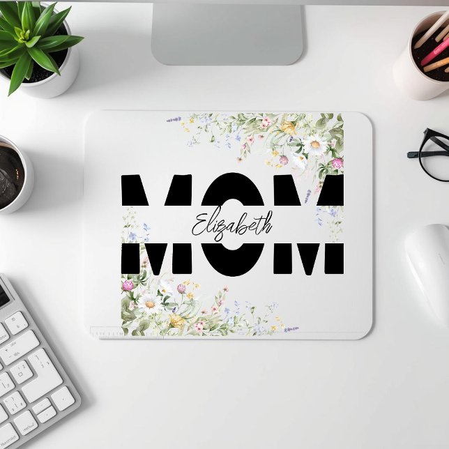 Elegant Floral MOM Personalised Mousepad (Creator Uploaded)