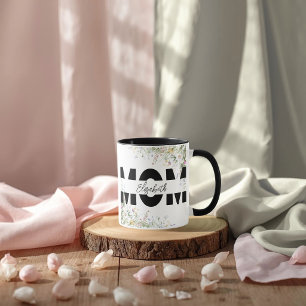 Elegant Floral MOM Personalised Mug