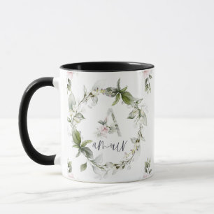 Elegant Floral Monogram 'A' - Amour Mug