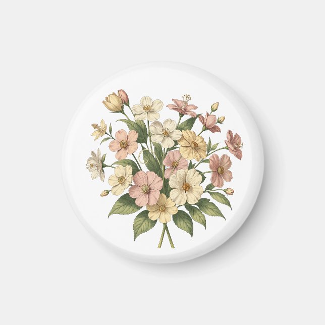 Elegant Floral Monogram Bouquet Design Magnet (Front)