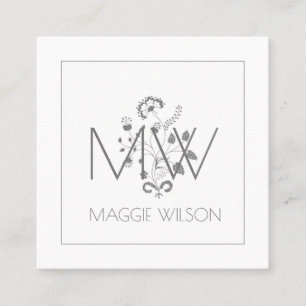 Elegant Floral Monogram Calling Card