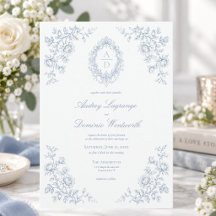 Elegant Floral Monogram Crest Wedding