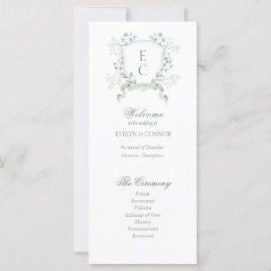 Elegant Floral Monogram Crest Wedding Program