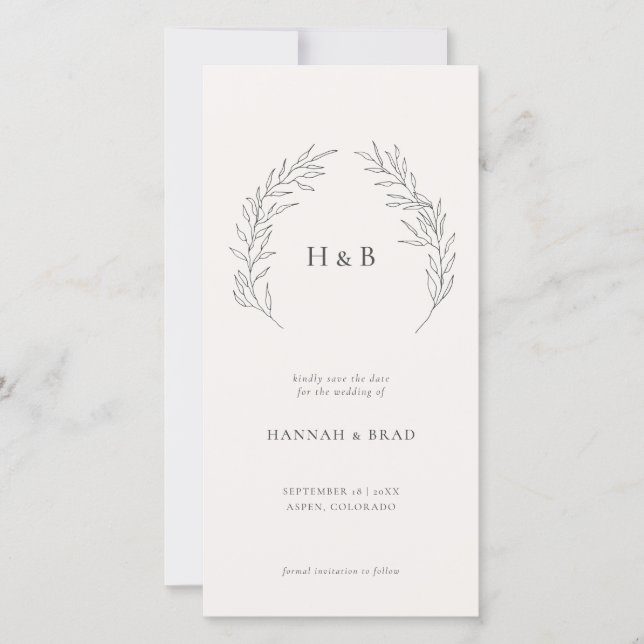 Elegant Floral Monogram Crest Wedding  Save The Da Save The Date (Front)