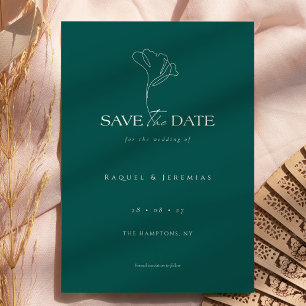 Elegant Floral Monogram Emerald Wedding  Save The Date