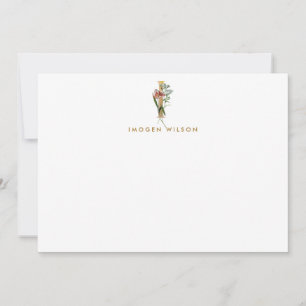 Elegant Floral Monogram Gold Letter I Note Card