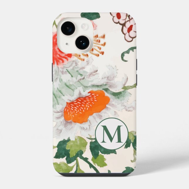 Elegant Floral Monogram iPhone Case (Back)