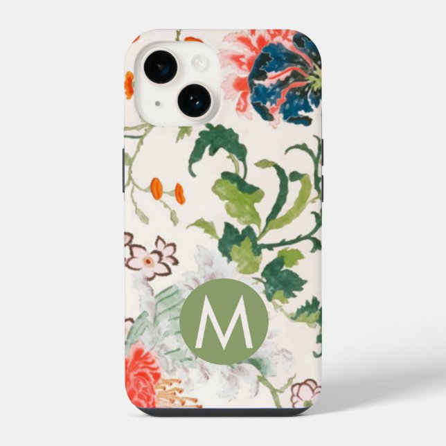 Elegant Floral Monogram iPhone Case (Back)
