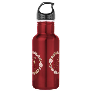 Elegant Floral Monogram Letter A Ceramic Coffee Mu 532 Ml Water Bottle